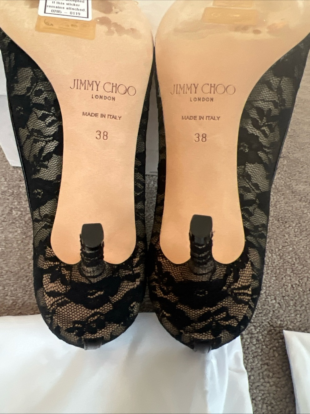 Jimmy Choo Black Lace Love Pointed Toe Pumps Size 38 - Picture 14 of 16